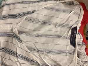 Striped V-Neck Button-Up Top