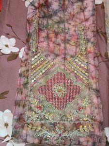 Elegant Party Wear Unstitched Three piece Set