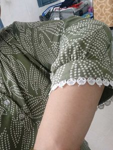 Green Leaf Print Kurta Set