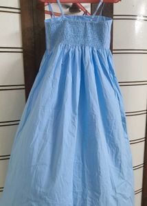 Light Blue Smocked Maxi Dress with inner