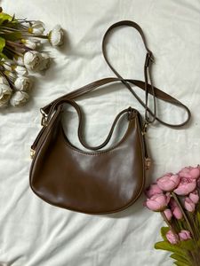 Brown Crescent Shoulder Bag
