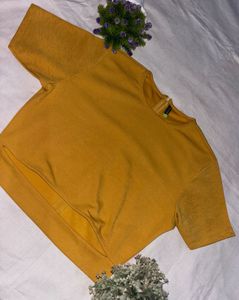 mustard yellow crop top for women (Size-L)