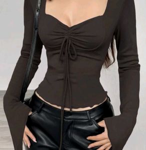 Chic Drawstring Long Sleeve Top