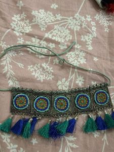 Boho Beaded Tassel Choker Necklace