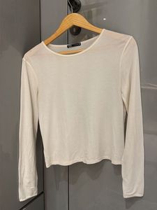ZARA Sheer Off-White Long Sleeve Top