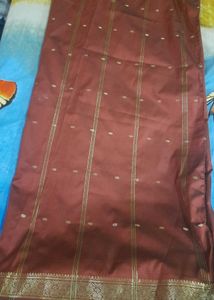 Elegant Maroon Saree with Gold Border