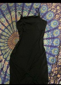 Elegant Black Midi Slip Dress