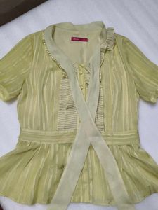 Cute Yellow Striped Peplum Top