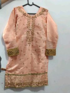 Elegant Peach Embroidered Kurta Set