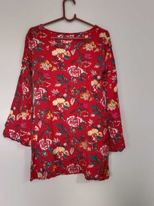 Vibrant Floral Print Long Sleeve kurti