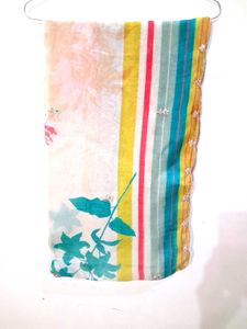 Vibrant Striped Floral Dupatta