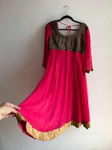 Once used Elegant Pink Anarkali Gown