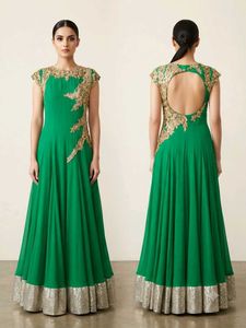 Exquisite Green party dress with Gold Embellishmen