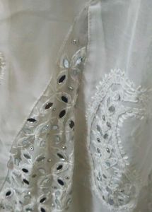 Chikankari Kurti &amp; White Palazzo Set