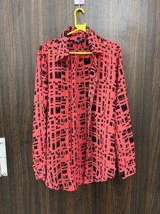 Women's Pink & Black Geometric Print Shirt