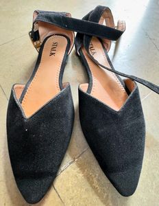 Velvet Black Suede Flats