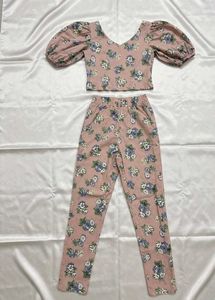 Floral Puff Sleeve Top & Pants Set