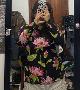 Black Floral Kurta