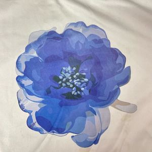 White women top with Blue Floral Print