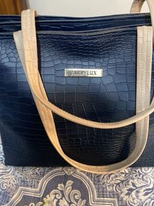 Stylish Navy Croc Tote Bag