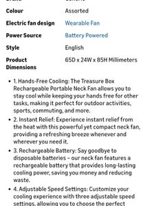 2400mAh Rechargeable Portable Neck Fan 3 Speed