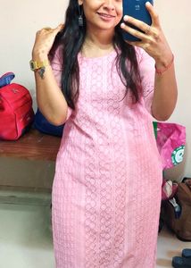 Pink Chikankari Kurta