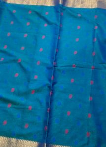 Elegant Blue Saree with Golden Border