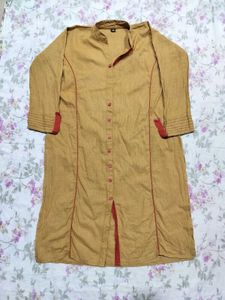 Stylish Mustard Kurta with Red Accents
