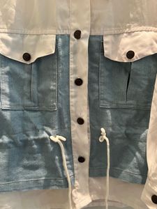 White and Denim Two-Tone Top