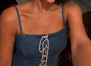 Denim Lace-Up Mini Dress