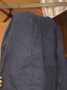 Blue Embroidered Cotton Kurta