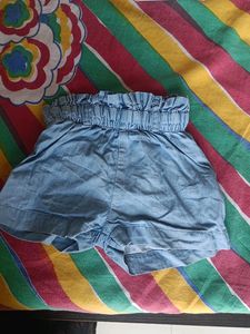 Blue Girl Solid Blouse And Short Set