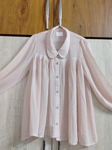 Pale Pink Button-Up Blouse