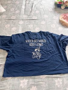 Blue Graphic T-Shirt with Pinocchio Print