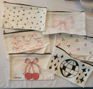 Handmade Canvas Cosmetic Pouches(6)