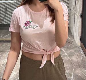 Pink Tie-Front Crop T-Shirt
