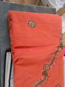 Heavy Moti Work Peacock Design Saree
