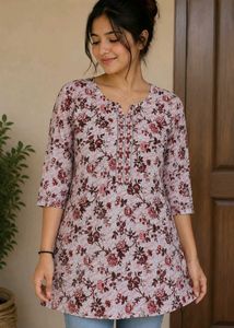 Beautiful Floral Printed short kurta  ❤️