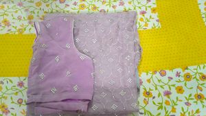 Exquisite Lavender Saree with Embellishments