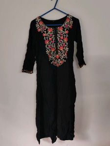 Embroidered Black Kurta