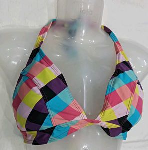 Colorful ⭐34D Plaid Bikini Top