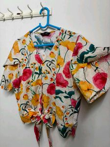 Floral Tie-Front Blouse