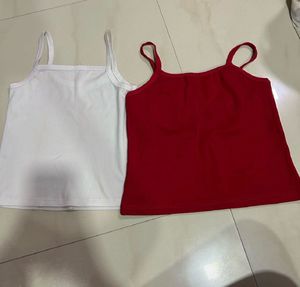 ❤️🤍 Red &amp; White Cami Combo