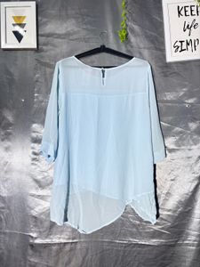 Light Blue Sheer Layered Top