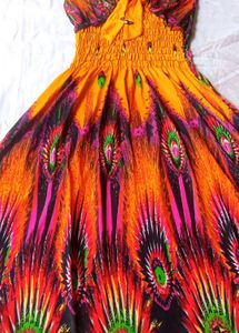 Colorful Peacock Print Dress