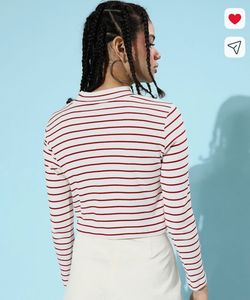 Striped Long Sleeve Crop Top