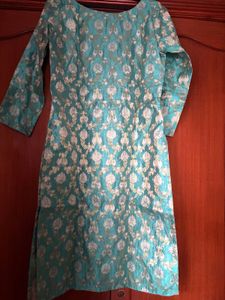 Elegant Teal Brocade Kurta