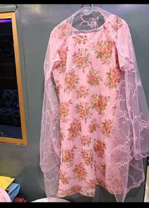 Elegant Pink Floral Kurta Set with Dupatta