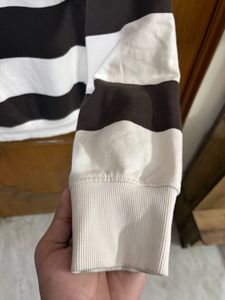 Nuon Westside Brown Striped Polo Sweatshirt