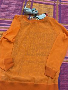Orange Lace Detail Top